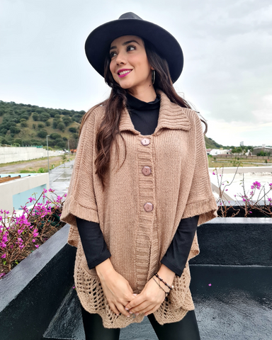 Poncho Tejido Beige